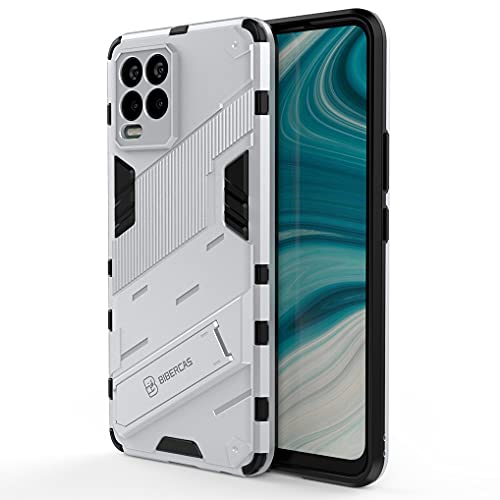 Liner Hülle für Realme 8 Pro/Realme 8 4G, [Militärische Stoßfest Case] Ultra Dünn Harter PC Sanft TPU Schutzhülle Handyhülle mit Stabilem Faltbar Ständer für Realme 8 Pro/Realme 8 4G - Weiß von Liner