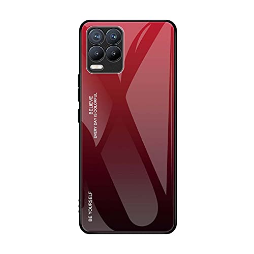 Liner Hülle für Realme 8 Pro/Realme 8 4G, Ultradünne Hochwertigem Gehärtetem Glas Zurück & Weich Silikon TPU Rahmen Handyhülle Farbverlauf Farbe Case Stoßfest Schutzhülle, Elegantes Rot von Liner