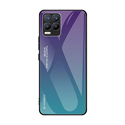 Liner Hülle für Realme 8 Pro/Realme 8 4G, Ultradünne Hochwertigem Gehärtetem Glas Zurück & Weich Silikon TPU Rahmen Handyhülle Farbverlauf Farbe Case Stoßfest Schutzhülle, Farbverlauf Blau von Liner