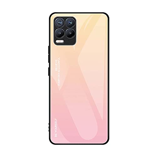 Liner Hülle für Realme 8 Pro/Realme 8 4G, Ultradünne Hochwertigem Gehärtetem Glas Zurück & Weich Silikon TPU Rahmen Handyhülle Farbverlauf Farbe Case Stoßfest Schutzhülle, Rosa von Liner