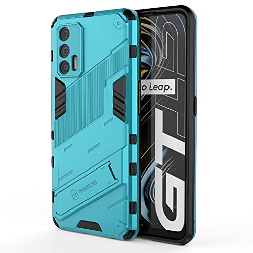 Liner Hülle für Realme GT 5G, [Militärische Stoßfest Case] Ultra Dünn Harter PC Sanft TPU Schutzhülle Handyhülle mit Stabilem Faltbar Ständer für Realme GT 5G - Blau von Liner