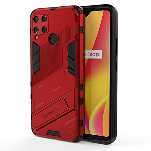 Liner Hülle für Realme Narzo 30A/Realme 7i, [Militärische Stoßfest Case] Ultra Dünn Harter PC Sanft TPU Schutzhülle Handyhülle mit Stabilem Faltbar Ständer für Realme Narzo 30A/Realme 7i - Rot von Liner