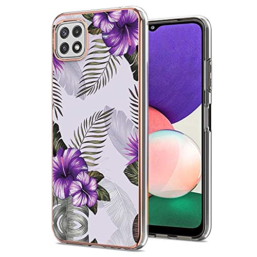 Liner Hülle für Samsung Galaxy A22 5G, Bunte Muster Ultra Dünn Glänzend Weich Silikon TPU Stoßfest Handyhülle Cover Flexibel Handytasche Schutzhülle für Samsung Galaxy A22 5G - Lila Blume von Liner