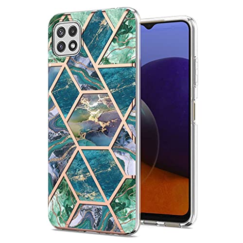 Liner Hülle für Samsung Galaxy A22 5G, Marmor Ultra Dünn Glänzend Weich Silikon TPU Stoßfest Handyhülle Cover Flexibel Handytasche Schutzhülle für Samsung Galaxy A22 5G - Blauer See von Liner