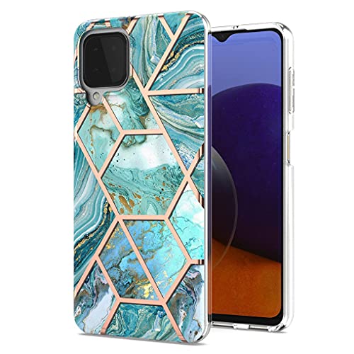 Liner Hülle für Samsung Galaxy M22 / Samsung Galaxy A22 4G, Marmor Ultra Dünn Glänzend Weich Silikon TPU Stoßfest Handyhülle Cover Flexibel Handytasche Schutzhülle - Marmorgrün von Liner