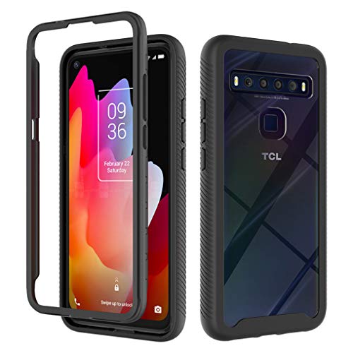 Liner Hülle für TCL 10L / TCL 10 Lite, Durchsichtig Stoßfest Handyhülle Robuste Silikon Schutzhülle Schwer PC und Weich Schlank TPU Bumper Case Cover für TCL 10L / TCL 10 Lite - Schwarz/Klar von Liner