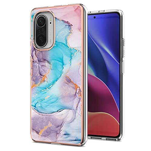 Liner Hülle für Xiaomi Poco F3/Xiaomi Mi 11i 5G, Bunte Muster Ultra Dünn Glänzend Weich Silikon TPU Stoßfest Handyhülle Cover Flexibel Handytasche Schutzhülle für Xiaomi Poco F3 - Marmorblau von Liner