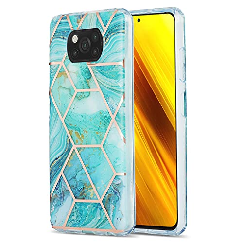 Liner Hülle für Xiaomi Poco X3 Pro/Poco X3 NFC, Marmor Ultra Dünn Glänzend Weich Silikon TPU Stoßfest Handyhülle Cover Flexibel Handytasche Schutzhülle für Xiaomi Poco X3 Pro - Marmorgrün von Liner