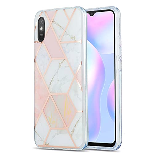 Liner Schutzhülle für Xiaomi Redmi 9AT/Redmi 9A, ultradünn, elegant, aus weichem Silikon, Marmor, glänzend, stoßfest, Kratzfest, TPU-Gel, strapazierfähig, für Xiaomi Redmi 9AT – Rosa/Weiß von Liner