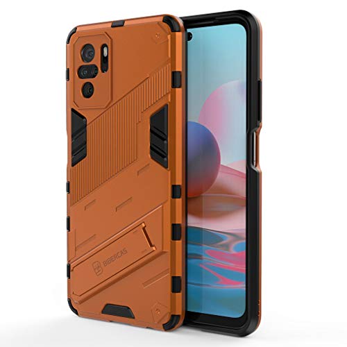 Liner Hülle für Xiaomi Redmi Note 10 4G/Redmi Note 10S, [Militärische Stoßfest Case] Ultra Dünn Harter PC Sanft TPU Schutzhülle Handyhülle mit Stabilem Faltbar Ständer für Redmi Note 10S - Orange von Liner