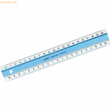 10 x Linex Lineal Super Ruler 20cm mit Anti-Rutsch-Funktion light blue von Linex