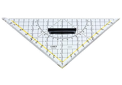 Linex 2621GH Geometrie-Dreieck mit Griff, Hypotenuse 22,5cm aus Kunststoff, Facette, senkrechte Kante von Linex