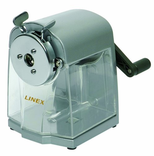 Linex DS3000 Manuelle Spitzmaschine zum Anspitzen von Blei- und Bunt-Stiften von 7,8 bis 11,5 mm, Retro Design, silber-grau von Linex