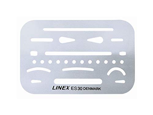 Linex ES30 Radierschablone, 26 Öffnungen für exaktes Radieren in komplexen Zeichnungen, rostfreier Stahl, 25 Stück von Linex