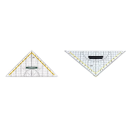 Linex Geodreieck aus Kunststoff, mit Griff, 30 cm, bruchsicher und transparent & Geodreieck, 16 cm von Linex