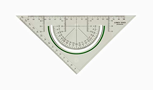 Linex Geometrie-Dreieck, 22,5 cm Hypotenuse, Anti-Rutsch-Effekt, gegenläufiger Skala Facette u. Tuschekante, Kunststoff von Linex