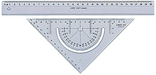 Linex Geometrie-Set, Lineal 30 cm, Geodreieck m. Winkelmesser 18 cm, transparent von Linex