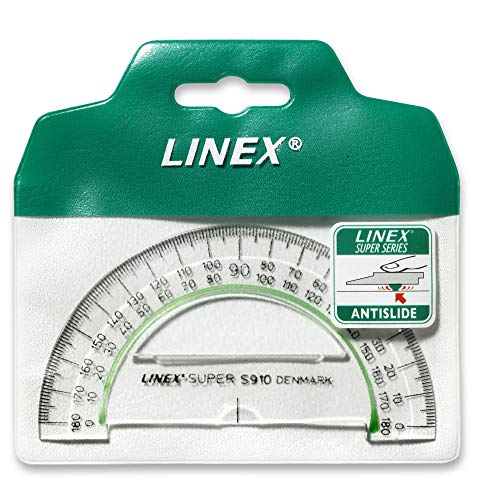 Linex Halbkreis-Winkelmesser, 180 Grad, 10cm, Anti-Rutsch-Effekt, Kunststoff, 10 Stück von Linex