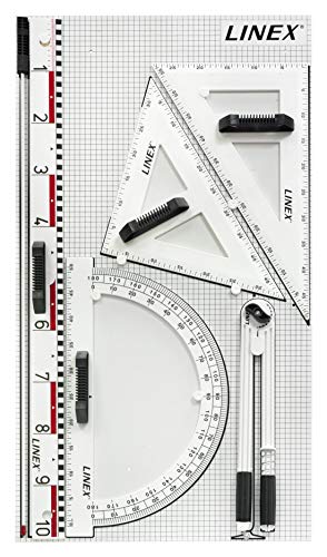 Linex - Lineal - Tafelzeichengeräte 6-teilig, Zeichengeräte, Magnetischer Tafelsatz für Lehrer von Linex