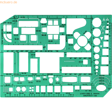 Linex Möbelschablone Maßstab 1:50 grün von Linex