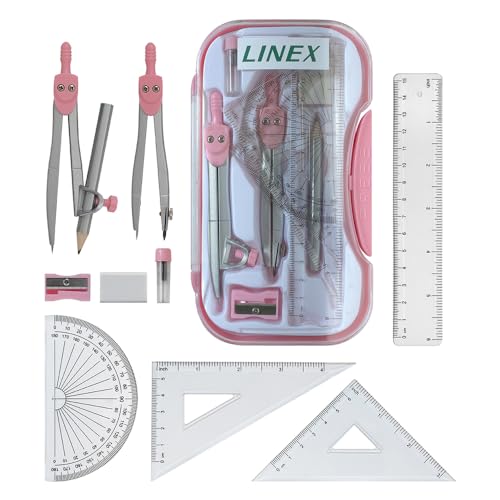 Linex Geometrie-Set, Mathematik-Set, Rosa, 10-teilig von Linex
