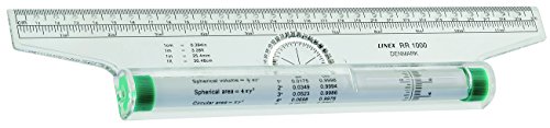 Linex RR1000 Roll-Lineal 300 mm, Einteilung in mm und Zoll, 180° Winkelmesser, mit Umrechnungsformeln von Linex