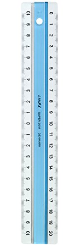 Linex Super Serie Lineal 20 cm Kunststoff blau, Anti-Rutsch-Effekt, mm-Skala gegenläufig von Linex