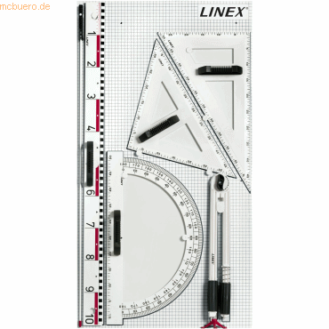 Linex Tafel-Zeichengeräte Set mit Lineal, Zeigestock, Zirkel, Winkelme von Linex