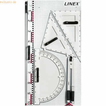 Linex Tafel-Zeichengeräte Set mit Lineal, Zeigestock, Zirkel, Winkelme Linex Tafel-Zeichengeräte Set mit Lineal, Zeigestock, Zirkel, Winkelme von Linex