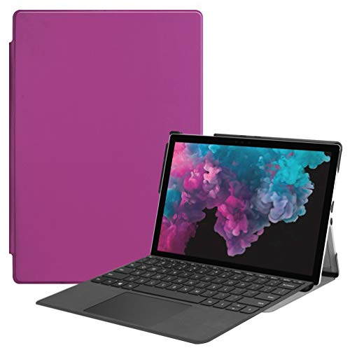 LingDan Schutzhülle für Microsoft Surface Pro 4/5/6 (12,3 Zoll) Tablette Ultra Dünn PU Leder Hülle Cass Muster mit Magnetverschluss, Stiftschlitz abnehmbare, Ständerfunktion Ledertasche, Lila von LingDan
