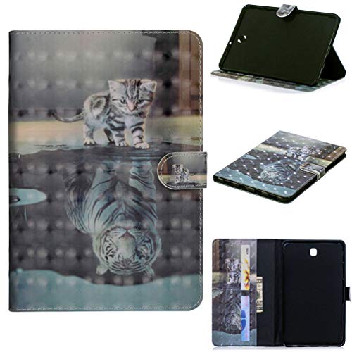 LingDan Schutzhülle für Samsung Galaxy Tab S2 8.0 T710/ T715/ T719 (8 Zoll) 3D-Design PU Leder Hülle Flip Cover Katze Tiger Muster mit Ständer Magnetverschluss Brieftasche Ledertasche, 04 von LingDan