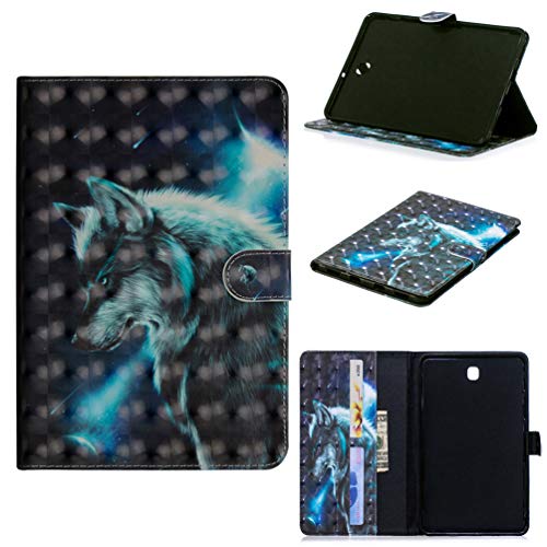 LingDan Schutzhülle für Samsung Galaxy Tab S2 8.0 T710/ T715/ T719 (8 Zoll) 3D-Design PU Leder Hülle Flip Cover Wolf Muster mit Ständer Magnetverschluss Brieftasche Ledertasche, 02 von LingDan