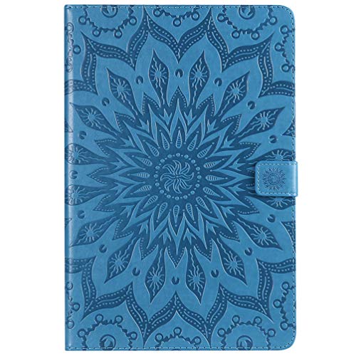 LingDan Schutzhülle für Samsung Galaxy Tab S4 T830/T835 (10,5 Zoll) Tablette PU Leder Hülle Flip Cover Präge Sonnenblume Muster mit Ständer Magnetverschluss Taschen Ledertasche Blau von LingDan