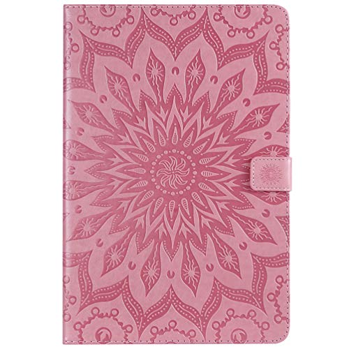 LingDan Schutzhülle für Samsung Galaxy Tab S4 T830/T835 (10,5 Zoll) Tablette PU Leder Hülle Flip Cover Präge Sonnenblume Muster mit Ständer Magnetverschluss Taschen Ledertasche Rosa von LingDan