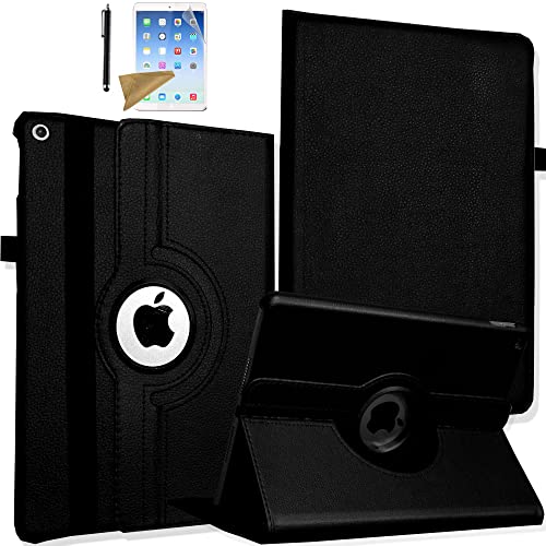 Lingsor Drehbare Schutzhülle für iPad 7.,8. Generation, Magnetischer Ständer, automatische Schlaf- und Weckfunktion, mit Eingabestift und Displayschutzfolie (schwarz) von Lingsor
