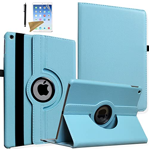 Lingsor Drehbare Schutzhülle für iPad 7.,8. Generation, Magnetischer Ständer, automatischer Schlaf-/Weckfunktion, mit Eingabestift und Displayschutzfolie (blau) von Lingsor