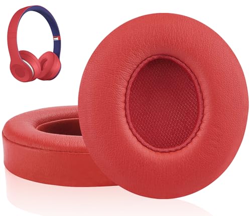 Link Dream Ersatz Ohrpolster für Beats Solo 3 Solo 2, Beats Kopfhörer Ohrpolster mit Weiches Proteinleder und Memory Schaum, Replacement Ear Pads für Beats Solo 2 Solo 3 On-Ear Kopfhörer (Rot) von Link Dream