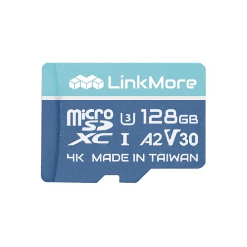 LinkMore 128 GB Micro SDXC-Karte, A2, UHS-I, U3, V30, Klasse 10 kompatibel, Lesegeschwindigkeit bis zu 160 MB/s, Schreibgeschwindigkeit bis zu 100 MB/s, SD-Adapter im Lieferumfang enthalten von LinkMore