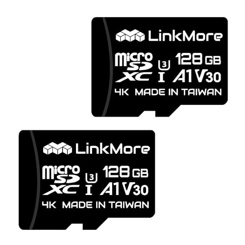 LinkMore 128 GB XV13 (Agon 2 Pack) Micro SDXC-Karte, A1, UHS-I, U3, V30, Class 10 kompatibel, Lesegeschwindigkeit bis zu 100 MB/s, Geschwindigkeit bis zu 40 MB/s, SD-Adapter im Lieferumfang enthalten von LinkMore