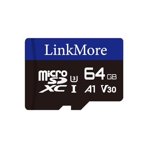 LinkMore 64 GB Micro-SDXC-Karte, A1, UHS-I, U3, V30, Class 10 kompatibel, Lesegeschwindigkeit bis zu 95 MB/s, Schreibgeschwindigkeit bis zu 35 MB/s, SD-Adapter im Lieferumfang enthalten von LinkMore