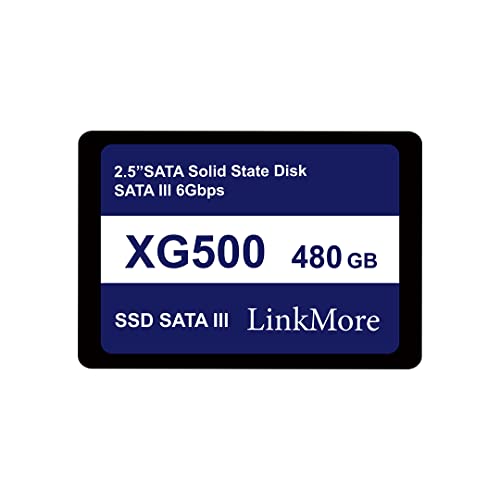 LinkMore XG500 Interne SSD SATA III 2,5 Zoll (6 GB/s) 480 GB, Lesegeschwindigkeit bis zu 500 MB/s, 2,5 Zoll für Laptop und Desktop PC von LinkMore
