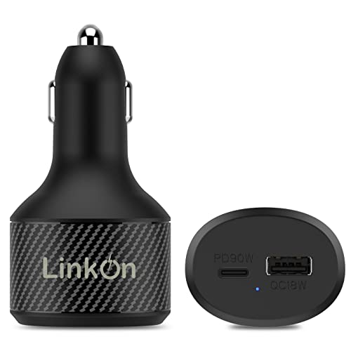 LinkOn 112.5W USB C Autoladegerät mit 90W PD3.0 PPS und 18W QC3.0-Anschlüssen Kompatibel mit MacBook Chromebook Dell Lenovo HP Samsung S20 S10+ Huawei FCP SCP Apple iPhone iPad LinkOn 112.5W USB C Autoladegerät mit 90W PD3.0 PPS und 18W QC3.0-Anschlüssen Kompatibel mit MacBook Chromebook Dell Lenovo HP Samsung S20 S10+ Huawei FCP SCP Apple iPhone iPad von LinkOn