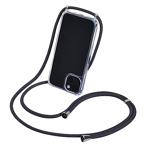 Handykette Kompatibel iPhone 13 Hülle 6.1" Mit Band Das Seil ist verstellbar,Transparent Case mit Schnur，Die Handyhülle kann Stürze verhindern und Kamera und Bildschirm schützen. ( Dunkelgrau Seil) von Linkbro