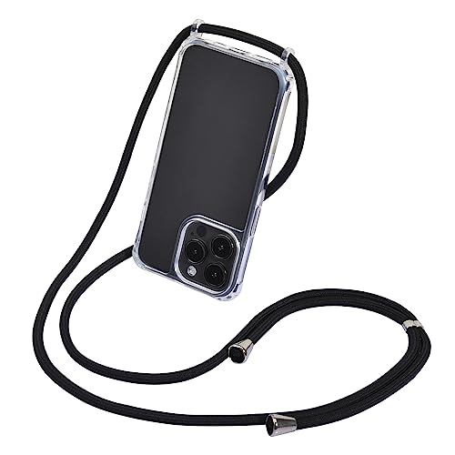 Handykette Kompatibel iPhone 13 Pro Hülle 6.1" Mit Band Das Seil ist verstellbar,Transparent Case mit Schnur，Die Handyhülle kann Stürze verhindern und Kamera und Bildschirm schützen. (Schwarz Seil) von Linkbro