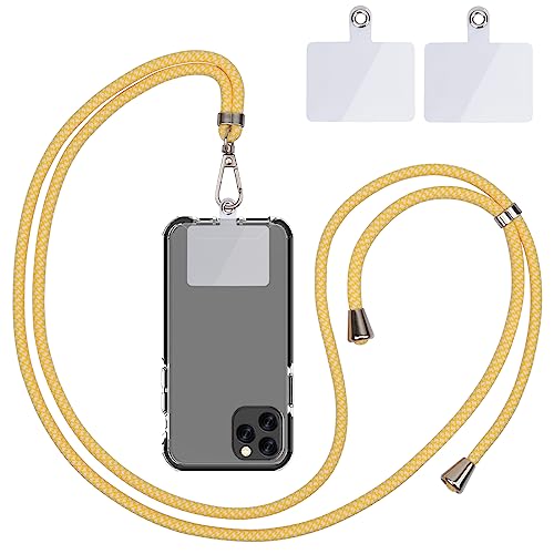 Handykette Universal, Handy Lanyard, Universelles Handy um den Hals hängend mit Pad Handy Lanyard, verstellbar und abnehmbar. (Gelb gemischt mit Weiß) von Linkbro