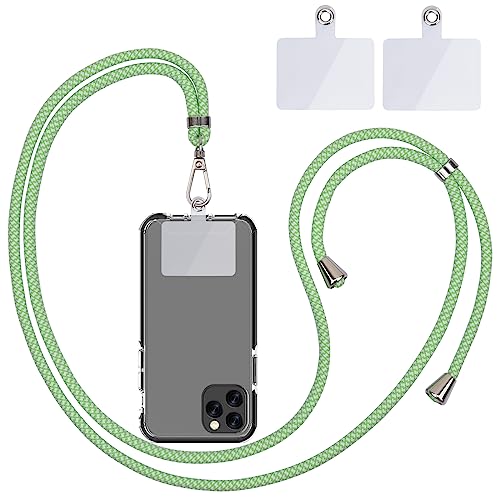 Handykette Universal, Handy Lanyard, Universelles Handy um den Hals hängend mit Pad Handy Lanyard, verstellbar und abnehmbar. (Gras grün weiß) von Linkbro