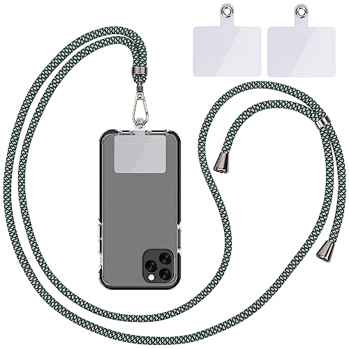 Handykette Universal, Handy Lanyard, Universelles Handy um den Hals hängend mit Pad Handy Lanyard, verstellbar und abnehmbar. (Grün gemischt mit Weiß) von Linkbro