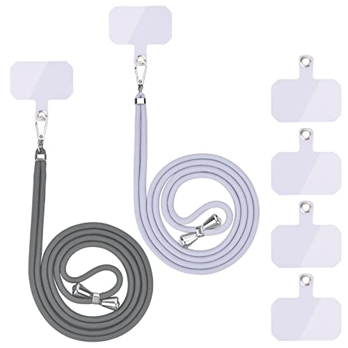 Handykette Universal, Handy Lanyard, Universelles Handy um den Hals hängend mit Pad Handy Lanyard, verstellbar und abnehmbar.2-Seile(Dunkelgrau,Grau) von Linkbro