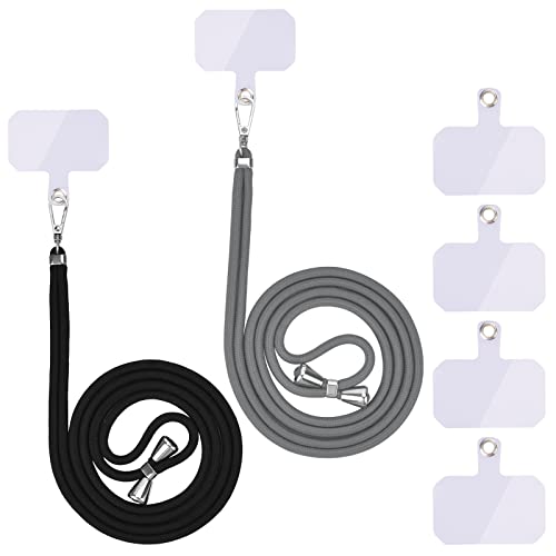 Handykette Universal, Handy Lanyard, Universelles Handy um den Hals hängend mit Pad Handy Lanyard, verstellbar und abnehmbar.2-Seile(Dunkelgrau,Schwarz) von Linkbro