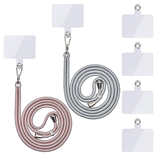 Handykette Universal, Handy Lanyard, Universelles Handy um den Hals hängend mit Pad Handy Lanyard, verstellbar und abnehmbar.2-Seile(Roségold, Silber) von Linkbro